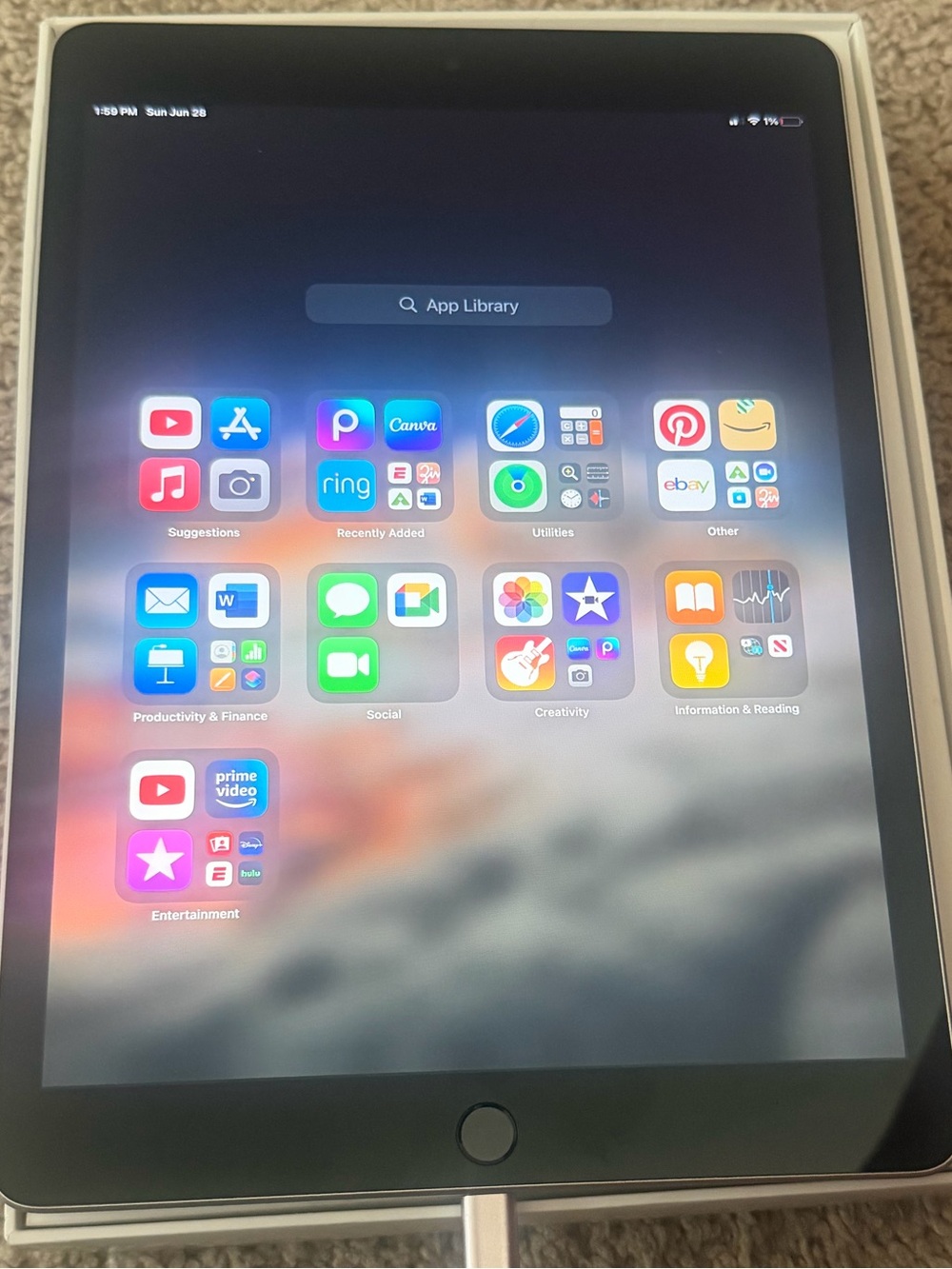 Apple iPad (9th Generation; 256 GB) Wifi + Cellular in Silver Like New
